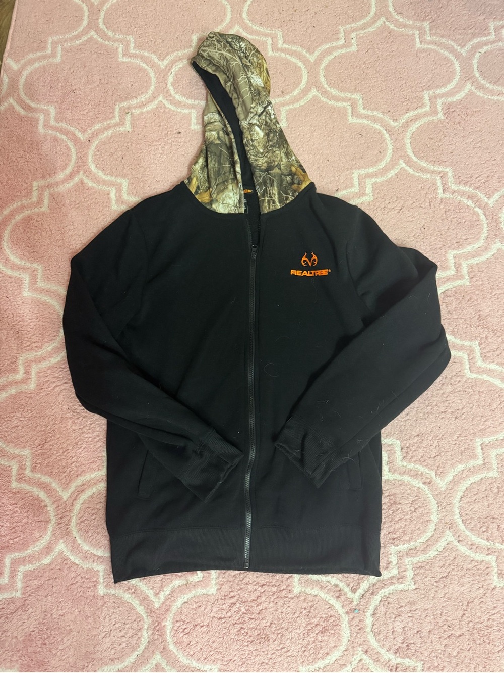 Realtree Black Hoodie with Camo Hood